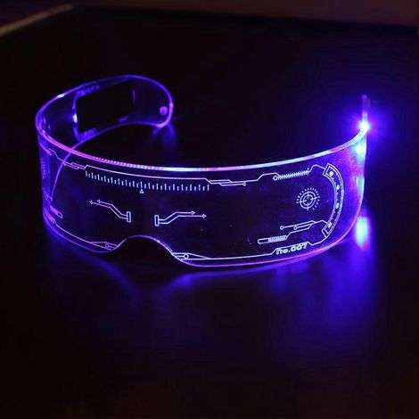Lot de 2 lunettes LED à fil EL néon pour fête, décoration de rave party (1/4)
