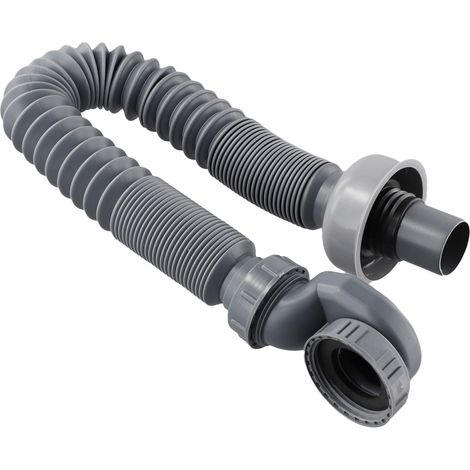 Siphon Souple Pour Baignoire - Raccord P-Trap Bas Profil En PP - Adapté Baignoire Indépendante Et Van - Longueur 90 cm - Gris - 1 Pièce (1/5)