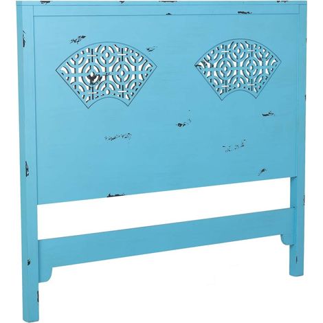 Cabezal de cama de madera azul 150x5x130 (1/5)