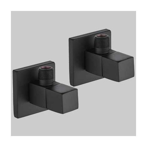 COPPIA RUBINETTI SOTTOLAVABO QUADRO NERO - 1/2 x 3/8 - 1 confezioni - MADE IN ITALY