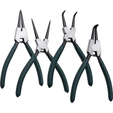 Set di pinze a molla, 4 pezzi, con ganasce dritte/curve (1/3)