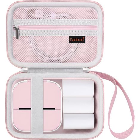 Portable Case Compatible avec m02 / t02 Mini imprimante Autocollant imprimante, Pocket Thermique Bluetooth Autocollant Maker Box pour Papier Thermique, Rose (1/5)