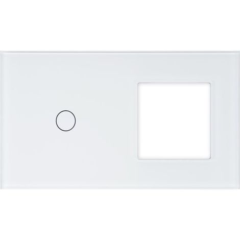 Cadre double en verre - PNI - SH611 - Blanc - Encastré - 1 prise + 1 interrupteur (1/4)
