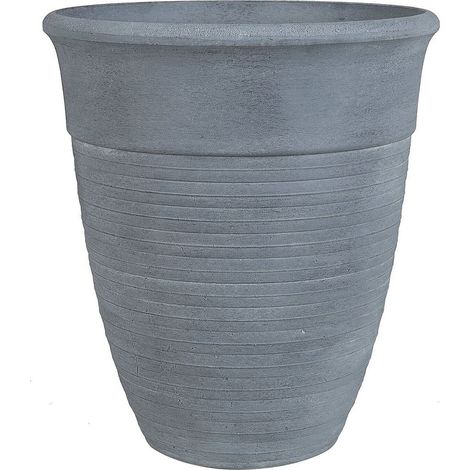 Maceta de mezcla de piedra gris 43 cm poliresina Katalima (1/5)
