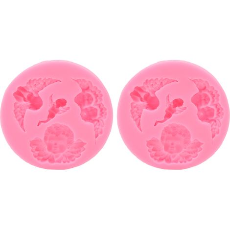 Lot de 2 moules en silicone pour fondant, style bébé ange, qualité alimentaire, flexibles et faciles à nettoyer, pour chocolat, gâteau, savon et artisanat DIY. (1/5)