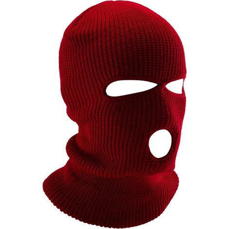 1 masque d'hiver chaud, masque à 3 trous, masque tricoté pour le ski et le vélo par temps froid, masque multifonctionnel, bonnet de ski pour moto et vélo, rouge foncé (1/5)