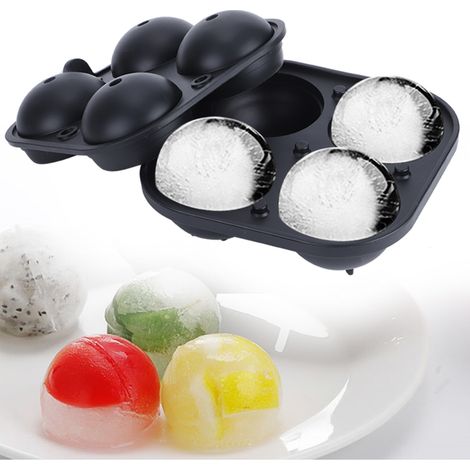 Moule à glaçons sphériques multifonction en silicone antiadhésif à 4 trous, 6 cm de diamètre, pour faire soi-même (1/5)