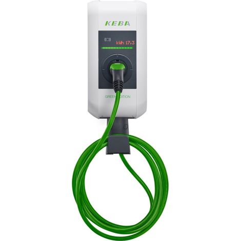 Keba Wallbox KeContact P30 c-series, 22kW, 6m Typ 2 Kabel, RFID, Mess- und eichrechtskonform, Reinweiß/Anthrazitgrau (1/2)