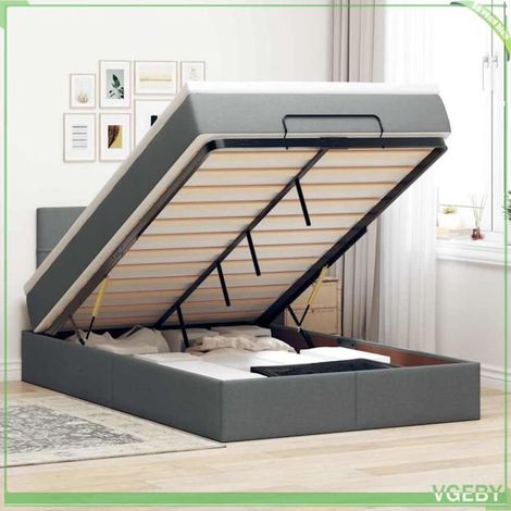 Lit ottoman - 3311443 - 120x190 cm - Gris foncé - Rangement hydraulique (1/5)