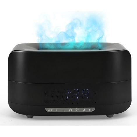 Difusor de aromas con forma de tren de 300 ml, negro, difusor de aceites esenciales, humidificador de vapor frío, 2 colores de luz, 2 ajustes de vapor. (1/5)