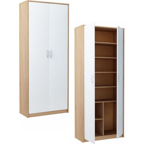 Armoire de Bureau Sonoma blanc - Meuble de rangement 7 Etagères Style contemporain - 74 x 35 x 180 cm