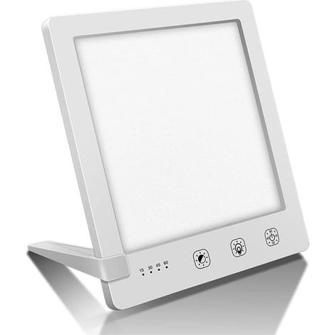 Lampe de luminothérapie, lampe portable à lumière naturelle de 2 000 à 10 000 lux avec 3 niveaux de luminosité réglables, spectre LED sans UV, commande tactile pour la dépression et les troubles du so