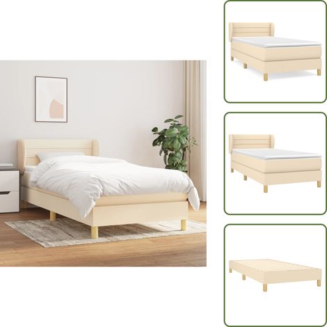 Cama con cabecero ajustable - vidaXL Cama box spring con colchón tela color crema 80x200 cm - Colchón ensacado