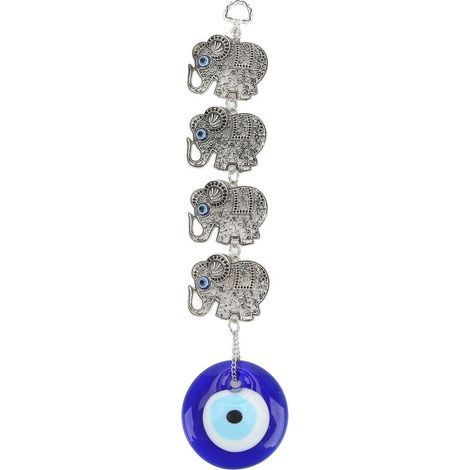 Blaues Augenornament mit 4 hohlen Elefanten, Legierung, Glücksbringer für die Wand, Glücksbringer, Auge der Welt, Glaslegierung, Zuhause (1/5)