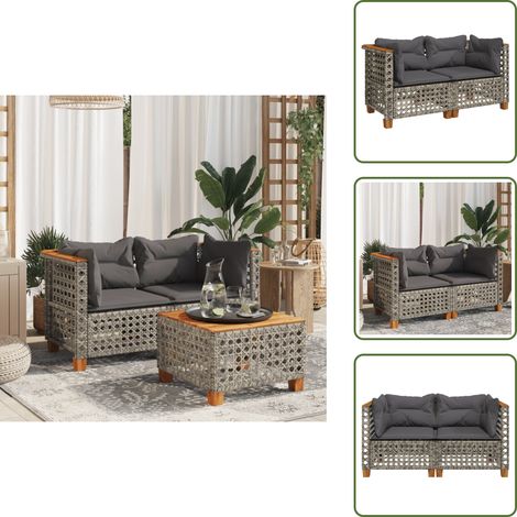 Canapés d'angle de jardin et coussins 2 pcs gris résine tressée - Canape De Jardin - Salon De Jardin - Ameublement Extérieur - Mobilier De Jardin - Set De Jardin (1/5)