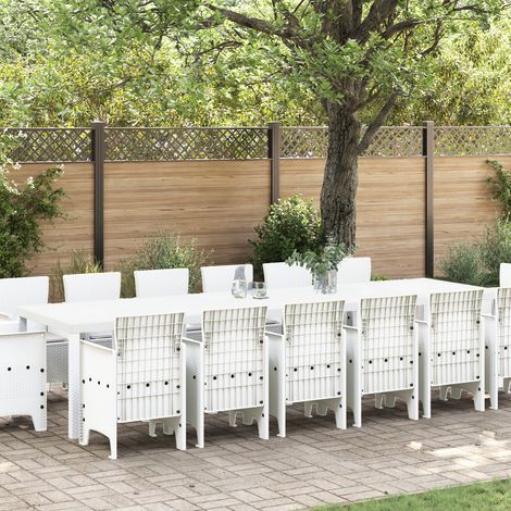 Ensemble de Salle à Manger de Jardin de 15 Pièces avec Coussins en Rotin Poly Blanc vidaXL (1/5)