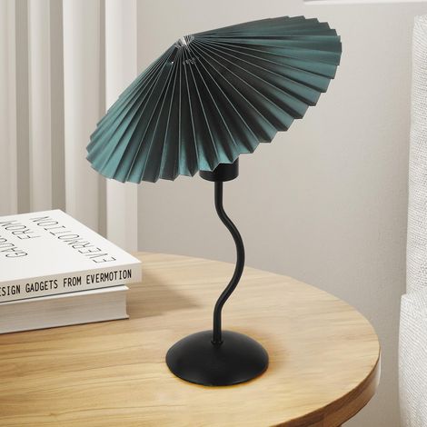 Lampe de Table Vintage Plissée Tissu - Lampe de Chevet E27 pour Chambre,Salon,Bureau - 33x45 cm (1/5)