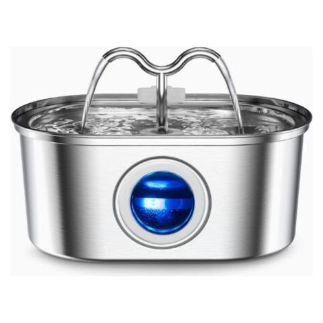 QORVA-TENGYIF Fontaine pour Chat en Acier Inoxydable 3.2L, Distributeur d'eau Automatique pour Chat avec Éponge et Filtre à Charbon pour Chats, Chiens, Animaux (1/5)