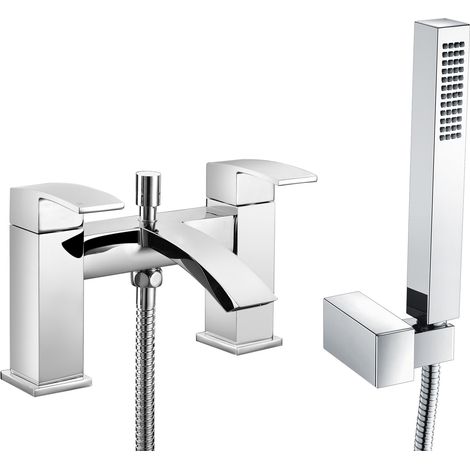ARC Waterfall Bath Shower Mixer Tap Chrome + Shower Hose Shower Head (1/2)