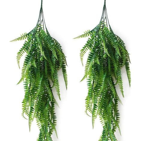 (2 Pièces) Fougère de Boston Artificielle Plante en Plastique Vigne Feuillage Faux Lierre de Saule Pleureur Plante Suspendue Artificielle Feuille pour Accueil Bureau Mur Jardin Treillis Décor (1/5)