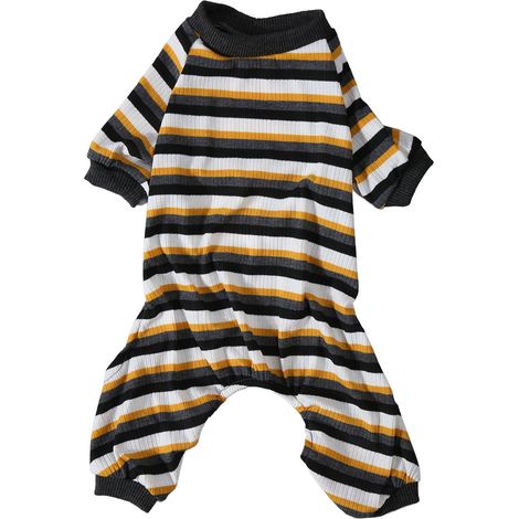Pyjama Pour Chien - Combinaison 4 Pattes En Polyester Extensible - Vêtement Chauffant Rayé Pour Hiver - Ouverture Abdominale - Taille S (1/5)