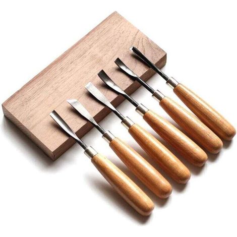 Lot de 6 Outils de Gravure - Couteau Sculpture sur Bois - Ciseaux à Bois pour Charpentiers Sculpteurs Professionnels (1/4)