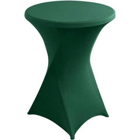 Tovaglia rotonda elasticizzata in spandex, tovaglia alta, tovaglia da cocktail per ristorante, bar, tavolo da cocktail, tavolo per banchetti di nozze (80 × 110 cm, verde scuro) (1/2)