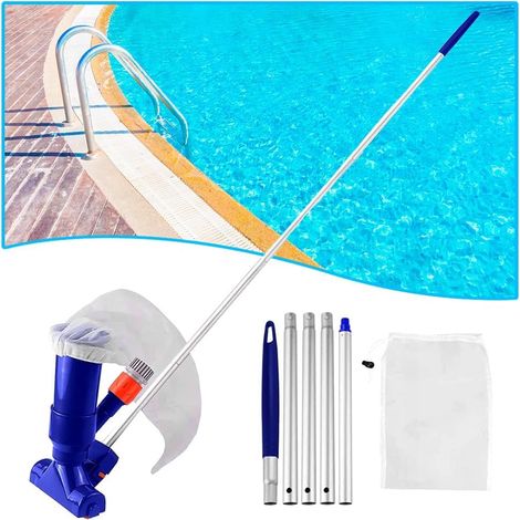 Sillar Kit de Nettoyage pour Piscine, Aspirateur de Fond de Piscine + épuisette à Feuilles avec Manche Télescopique  Kit pour Piscine, Jacuzzi, Spa