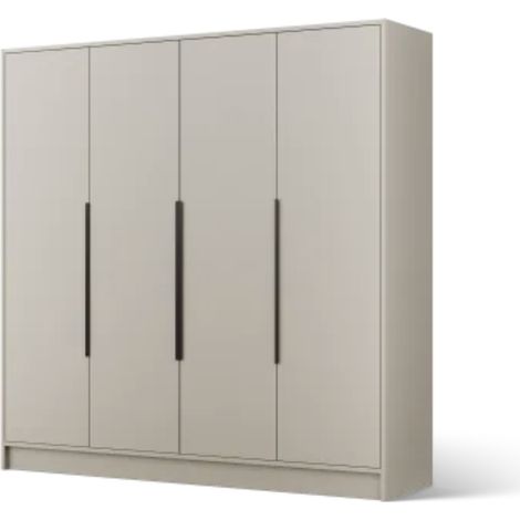 Armoire 4 portes LADO 200cm – Grande armoire avec poignées métal noir-Taupe (1/5)