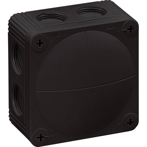Boîte de dérivation noire IP66 85 x 85 x 51 mm – Thermoplastique sans halogène – 4 vis de couvercle imperdables – Montage rapide – Wiska (1/4)