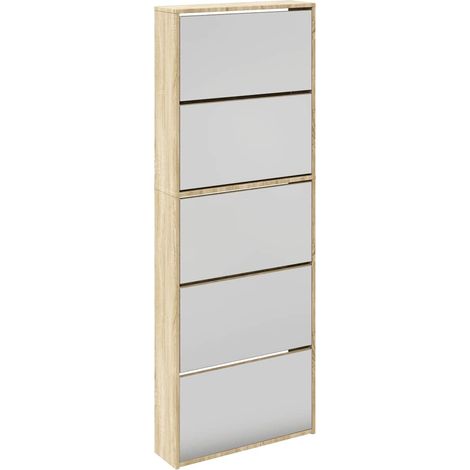Maison Exclusive - Scarpiera a 5 Strati con Specchio Rovere 63x17x169,5 cm