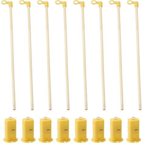 Lot de 8 bâtons de lanterne LED et lumière de lanterne DIY pour enfants - Bâton de lanterne en bois avec LED jaune chaud - Mini lanternes décoratives pour Halloween - Bâton de lanterne St (1/5)