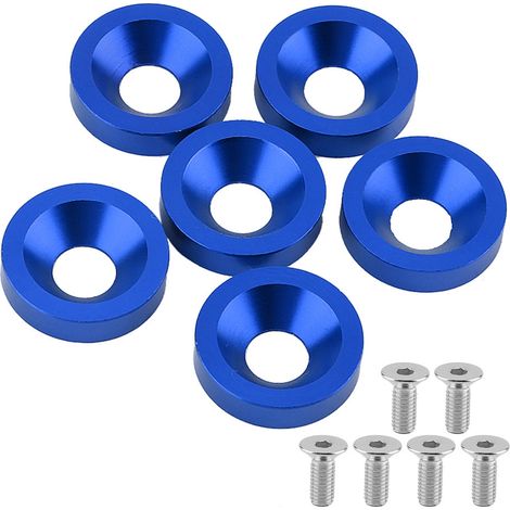 Kennzeichenhalterung für Auto/Motorrad, Unterlegscheiben-/Schraubensatz für Kotflügel/Stoßstange/Motorabdeckung (Blau), 6-teilig