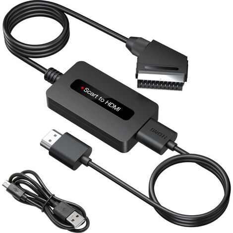 Convertisseur Péritel vers HDMI avec Câbles HDMI et Péritel, Convertisseur Scart vers HDMI, Adaptateur Péritel HDMI Sortie Full HD 720P/ 1080P (1/5)