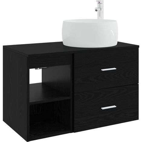 Badezimmermöbel-Set 2 pcs Schwarze Eiche Holzwerkstoff vidaXL