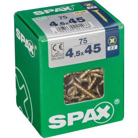 Paquete 75 Ud. Tornillo Spax Cabeza Plana Bricomat 4.5X45 (1/5)