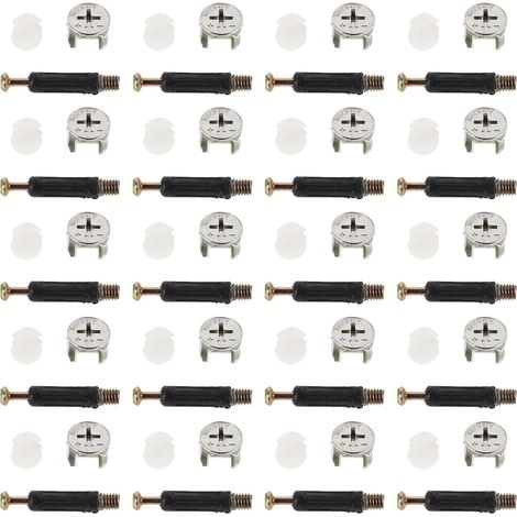 Kit de 40 pièces de quincaillerie pour meubles : vis à came de fixation pour armoires et penderies - connecteurs et raccords de connexion (1/5)