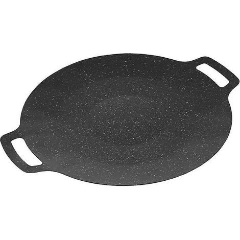 Grillpfanne für den Außenbereich, Campingpfanne aus Edelstahl, offene Pfanne – 36,00 x 30,00 x 3,00 cm – Schwarz (1/4)