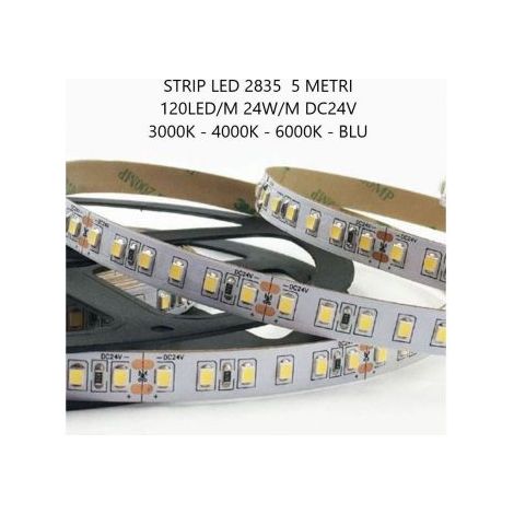 Striscia Strip LED 18w/m 120 Led/m 2072Lm/m Bobbimna 5 Metri DC24V IP20