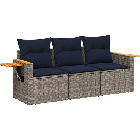 Maison Exclusive - 3-tlg. Garten-Sofagarnitur mit Kissen Grau Pol
