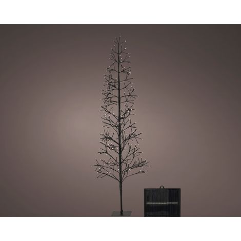 Árbol microled solar, luz parpadeante, 192 led, blanco cálido. (1/2)