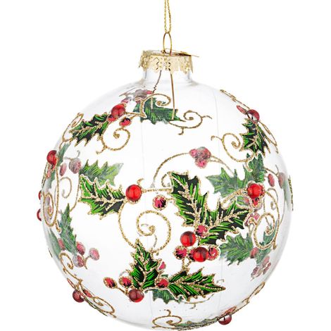 Palline per albero di Natale in vetro decorate color Zaida Trasparente -6 sfere da 8 cm