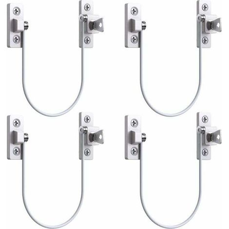 4 Pièces Restricteur de Porte et Fenêtre Verrou Sécurité Câble avec Clé pour UPVC