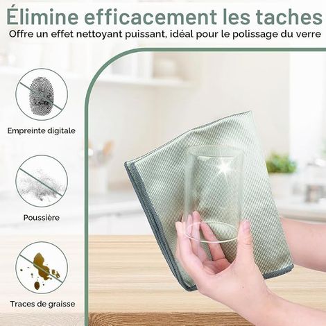 HOTUT 8 x Ultra Thin Microfibre Glass Cloths for Glass, 30 x 40 cm – Absorbent Absorbent Polishing Cloth for Washing-Up Glasses, Kitchen, Household Car (1/4)