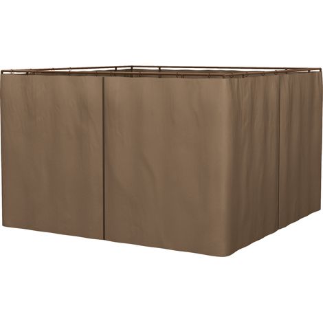4 pareti laterali per tavolo da pranzo 3x2 m con ganci per tende, senza finestre, per tenda da festa in giardino all'aperto, colore marrone.