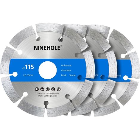 3x Disque Diamant 115x22,23mm - Accessoire Meuleuse - Coupe Béton Brique Pierre - Usage Sec Humide - Gris - 115x22,23cm (1/5)