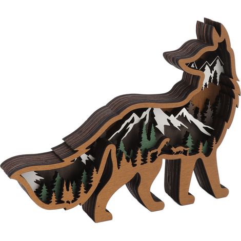 Statue d'animal en bois de buis, surface lisse sans loupe, finition soignée, objet de décoration pour bureau. (1/5)