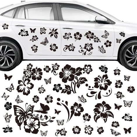 Autocollants noirs et blancs en vinyle imperméable pour capot de voiture, voiture, SUV, camion, bus, fenêtre, mur, ordinateur portable, moto (1/5)
