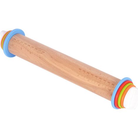 Rouleau à Pâtisserie en Bois de Hêtre Réglable, Taille S - Pour Pâtes Fines et Feuilletées (1/5)