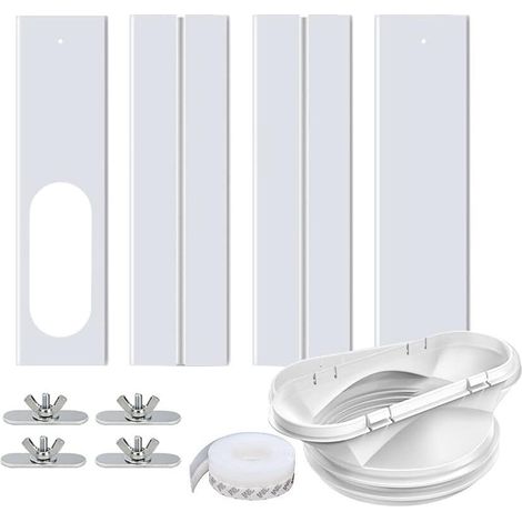 Lot de 4 Kit Calfeutrage Climatiseur Mobile, Joint Porte Fenetre Climatiseur Mobile, avec Interface Plate de 13 cm et Autocollant Coupe-vent, Joint de Fenêtre 400 CM pour Climatisation Mobile (1/5)